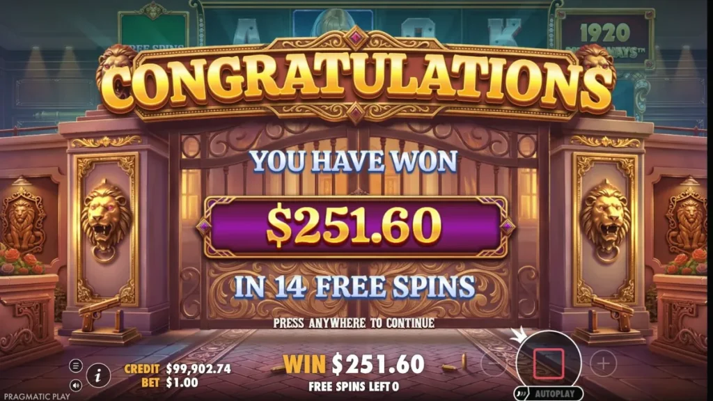 Tampilan visual slot Mini Mafia Megaways dengan tema mansion mewah dan simbol karakter mafia.